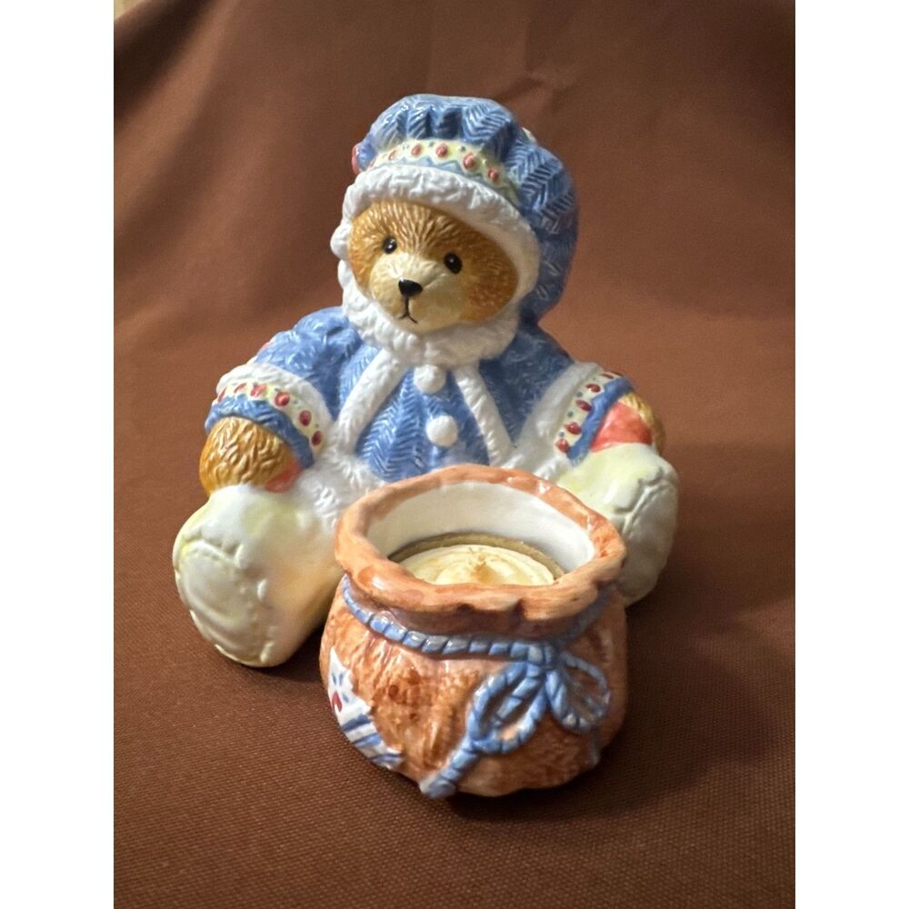 1996 Cherished Teddies Winter Bear Votive Candle Holder *No Box
